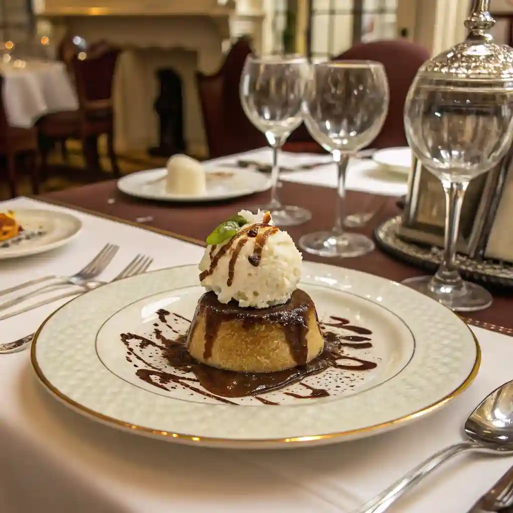 Restaurant-style xango dessert with ice cream