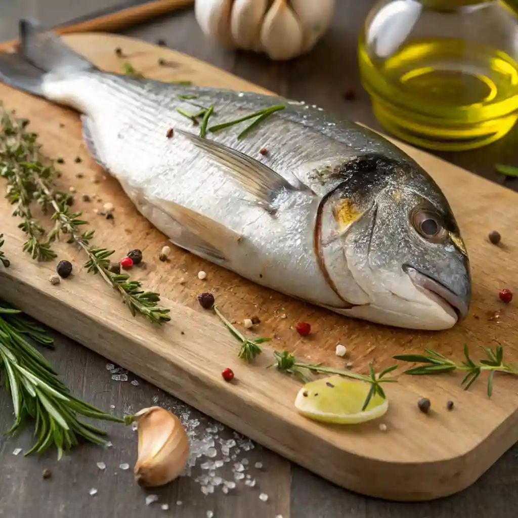 Seasoning raw Dorada for grilling